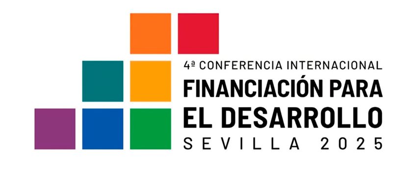 Logo del evento, con siete cuadros de colores al lado izquierdo y el nombre del evento al lado derecho.