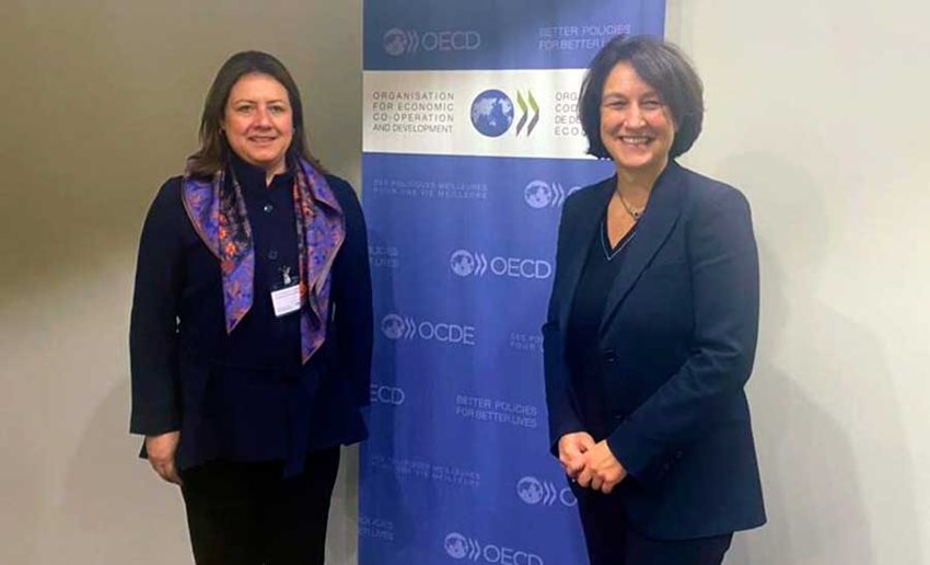 Mincomercio, María Ximena Lombana, con Marion Jansen, directora de Comercio y Agricultura de la OCDE.