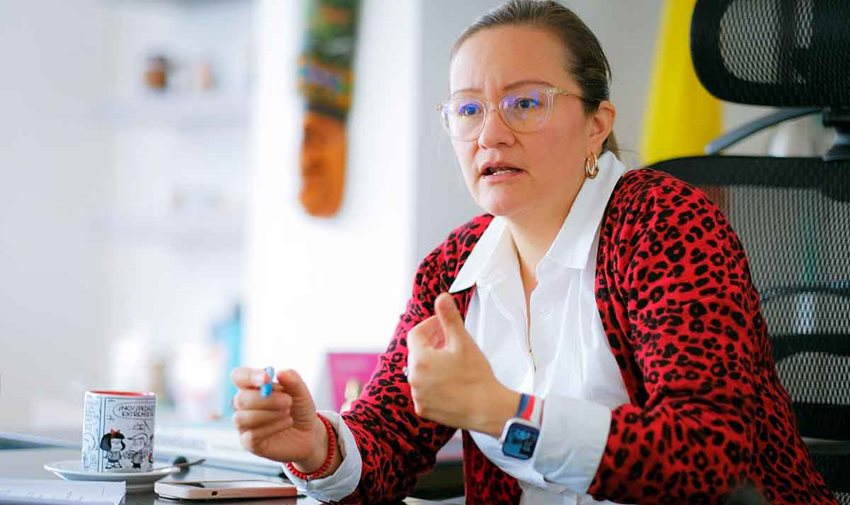 Ministra Cielo Rusinque hablando en una entrevista.