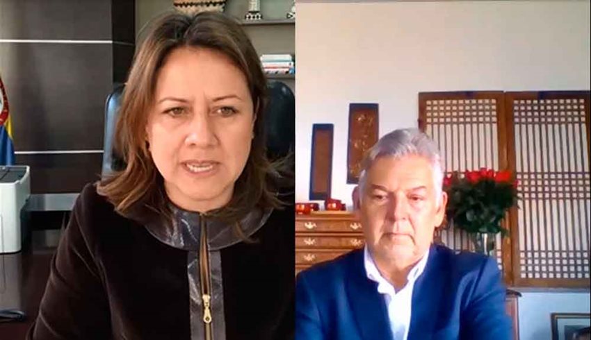  Ministra de Comercio, María Ximena Lombana, y el presidente de FENALCO, Jaime Alberto Cabal.
