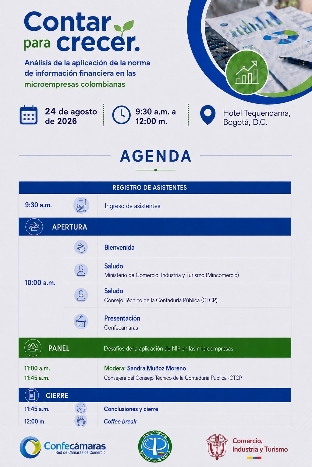evento Contar para crecer: análisis de la aplicación de la norma de información financiera en las microempresas colombianas