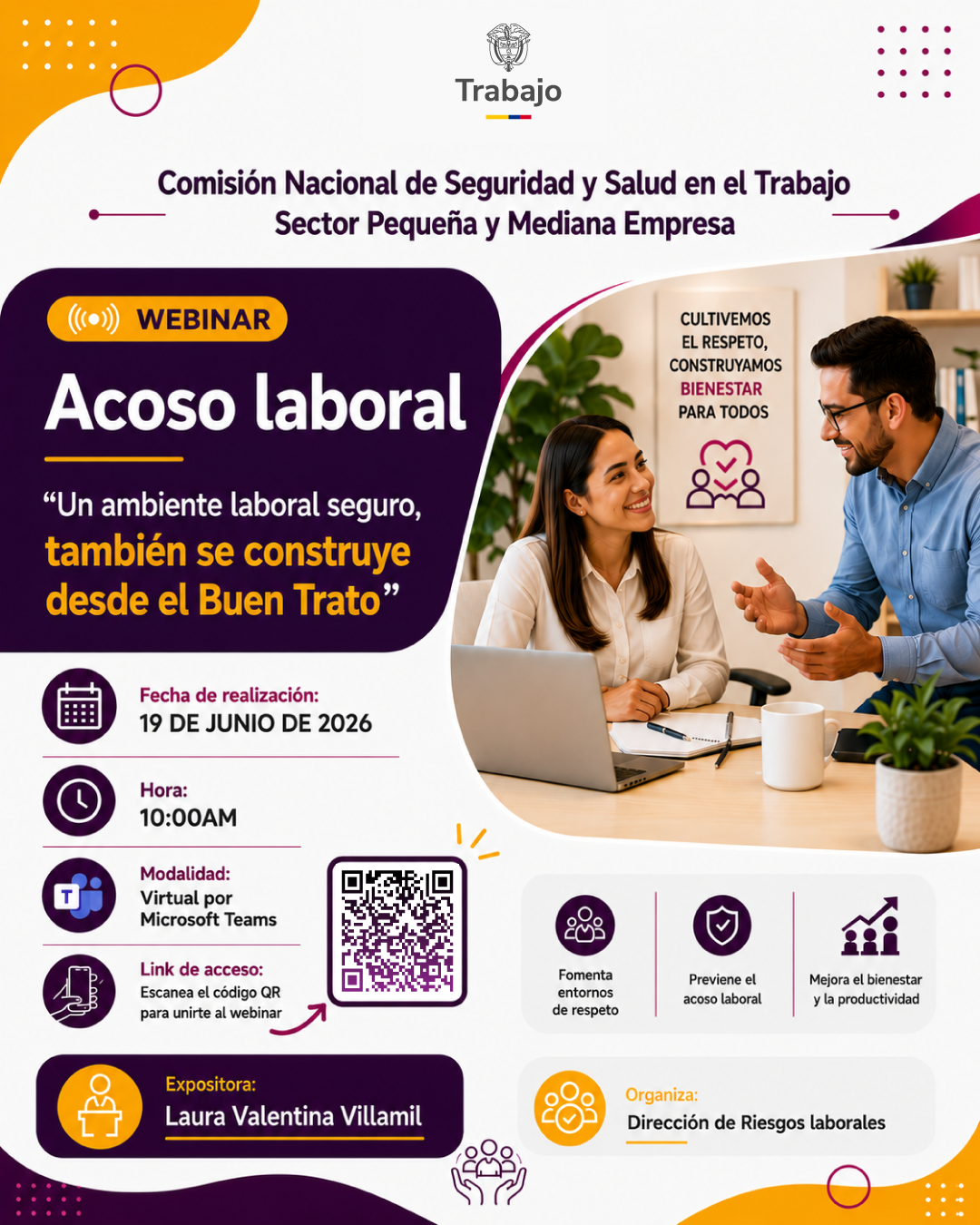 evento Webinar - Acoso laboral: un ambiente laboral seguro, también se construye desde el buen trato