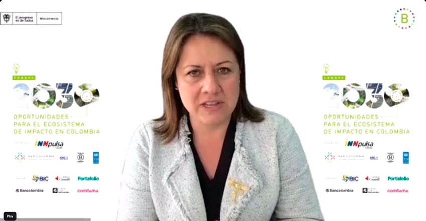 Ministra Ximena Lombana anunciando que ya son 733 empresas que hacen parte de Sociedades BIC.