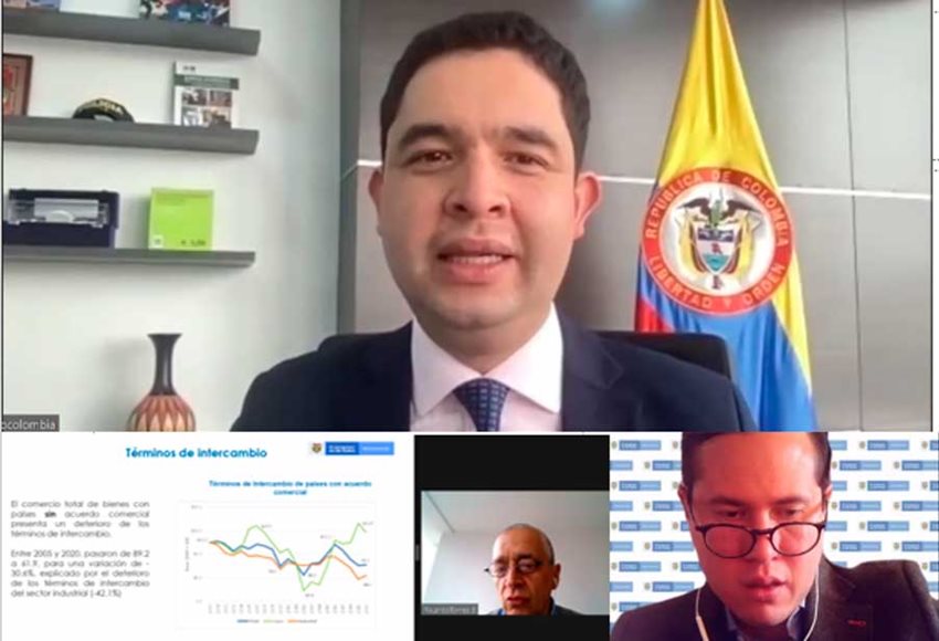 Viceministro de Comercio Exterior, Andrés Cárdenas Muñoz, durante el Informe sobre los TLC.