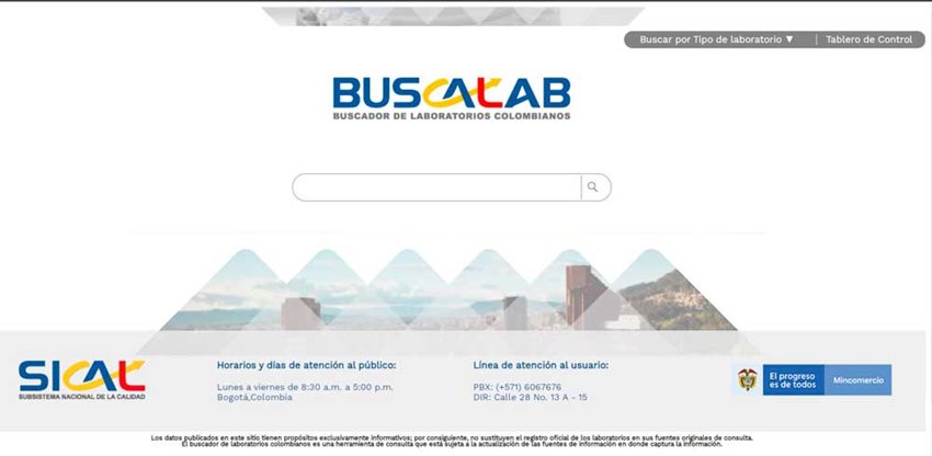 Imagen de la página de inicio del buscador Buscalab.