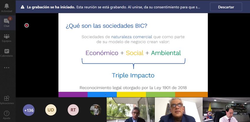 En el encuentro, el Ministro presentó el modelo de Sociedades BIC como plataforma para reactivación sostenible