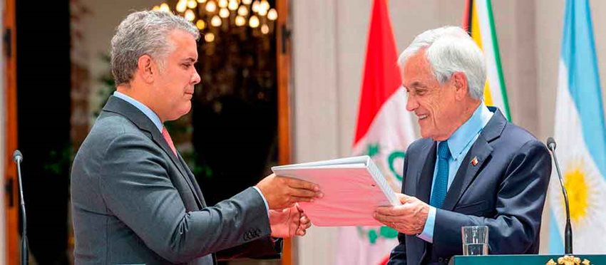Presidentes de Colombia, Iván Duque Márquez, y de Chile, Sebastián Piñera, en visita de Estado.