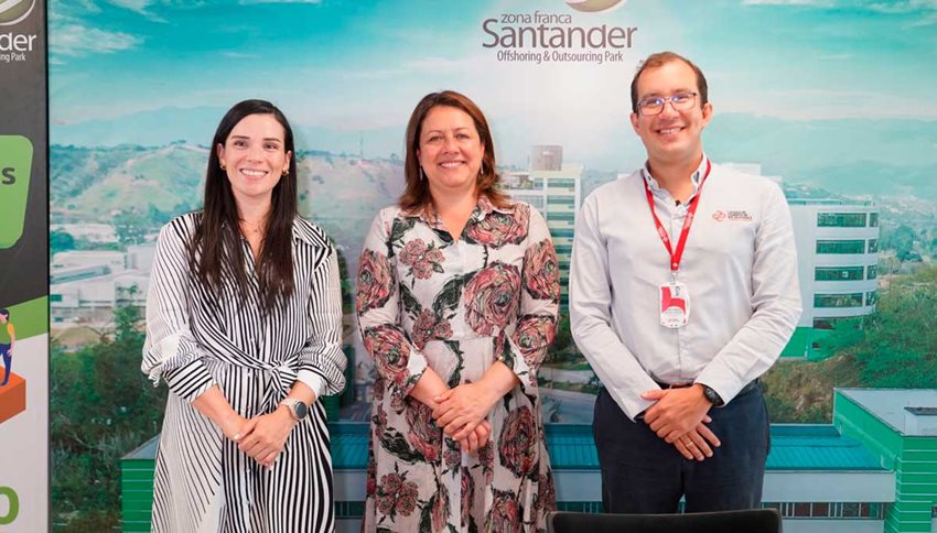 Andrea Serrano, gerente Zona Franca Santander, ministra Lombana y Juan Rincón, Cámara de Comercio Bucaramanga.