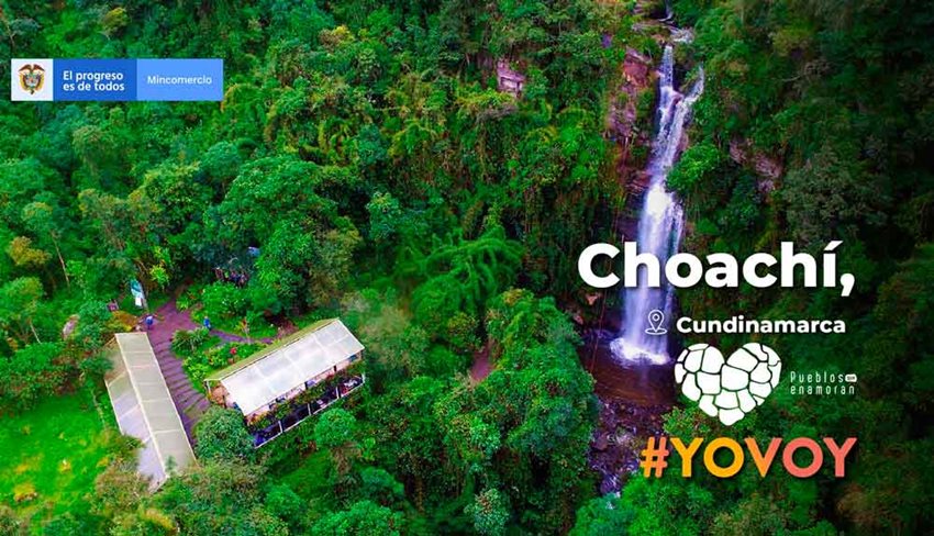 Imagen de una cascada en Choachí, Cundinamarca, como lugar que hace parte de los Pueblos que Enamoran.