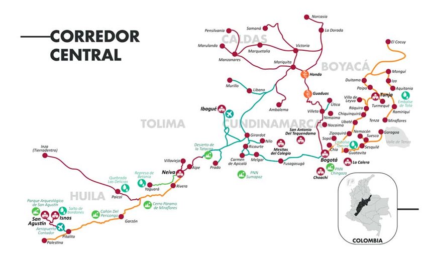 Otro elemento de vital importancia del corredor es el Magdalena, uno de los ríos más relevantes del país.